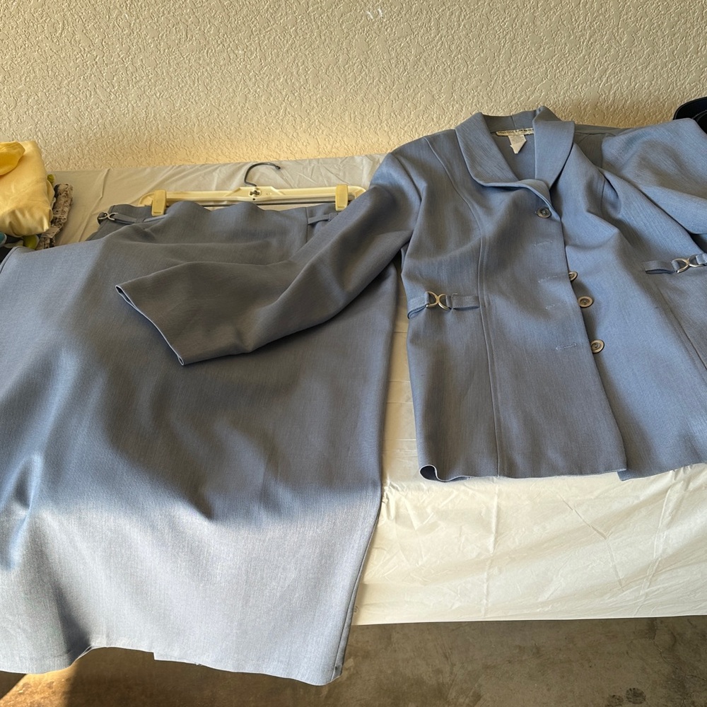 Elegant Blue Skirt Suit Set